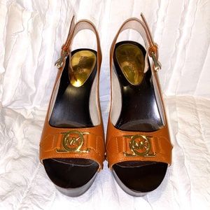 Michael Kors Authentic Leather Wedge Sandals